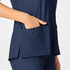 W123 Women's Flex Back Fashion V-Neck Scrub Top - Navy