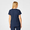 W123 Women's Flex Back Fashion V-Neck Scrub Top - Navy