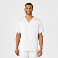 Pro White V-Neck Scrub Top