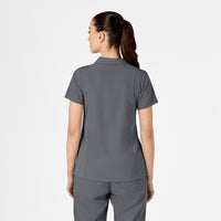 W123 Women's Collar Scrub Top - Pewter