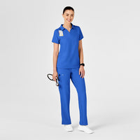 W123 Women's Collar Scrub Top - Royal