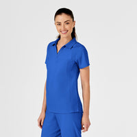 W123 Women's Collar Scrub Top - Royal