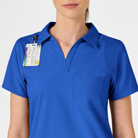 W123 Women's Collar Scrub Top - Royal