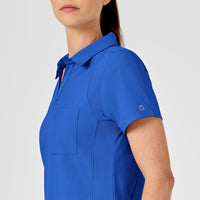 W123 Women's Collar Scrub Top - Royal