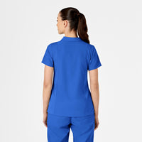 W123 Women's Collar Scrub Top - Royal