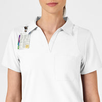 W123 Women's Collar Scrub Top - White