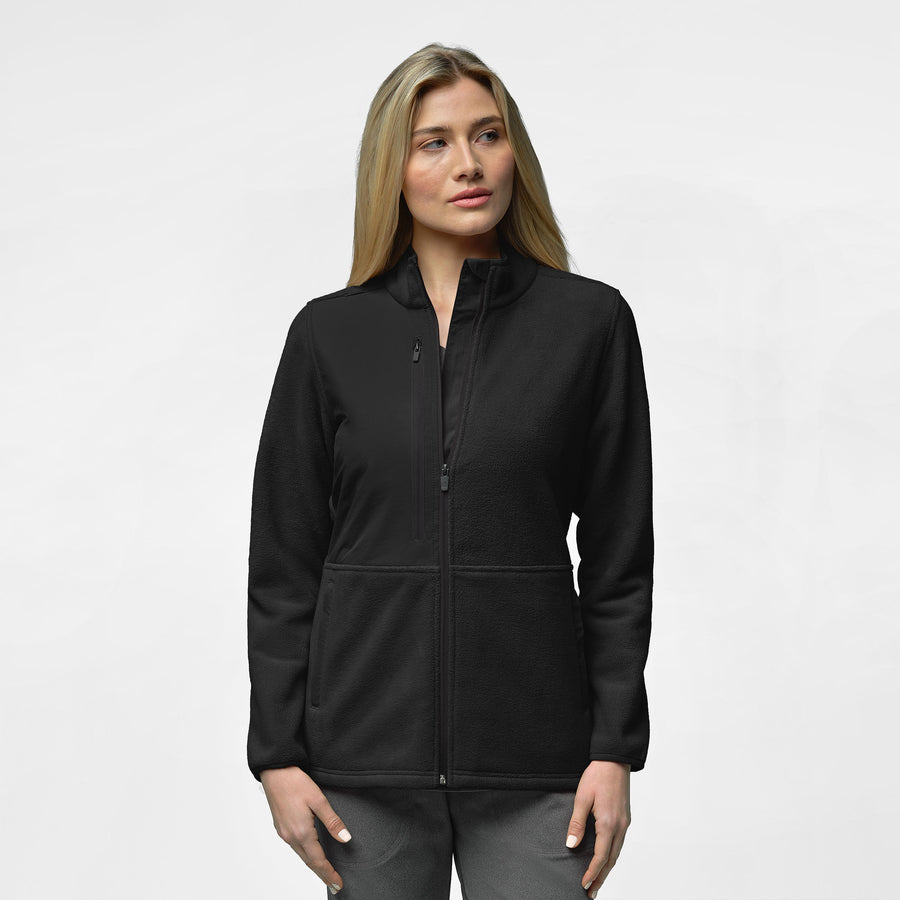 Slate Women's Micro Fleece Zip Scrub Jacket - Black