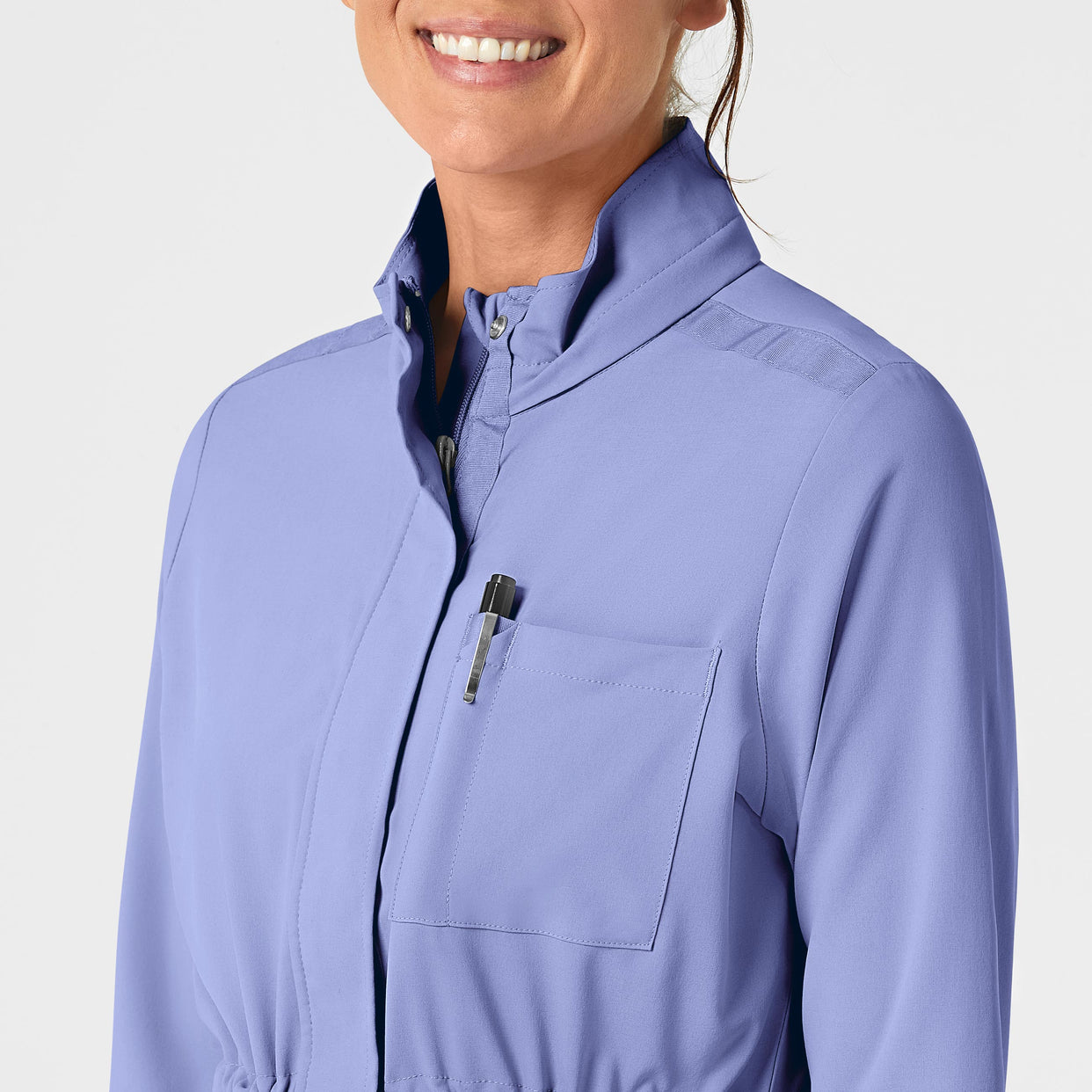 WonderWink RENEW Women's Convertible Hood Fashion Jacket - Ceil Blue