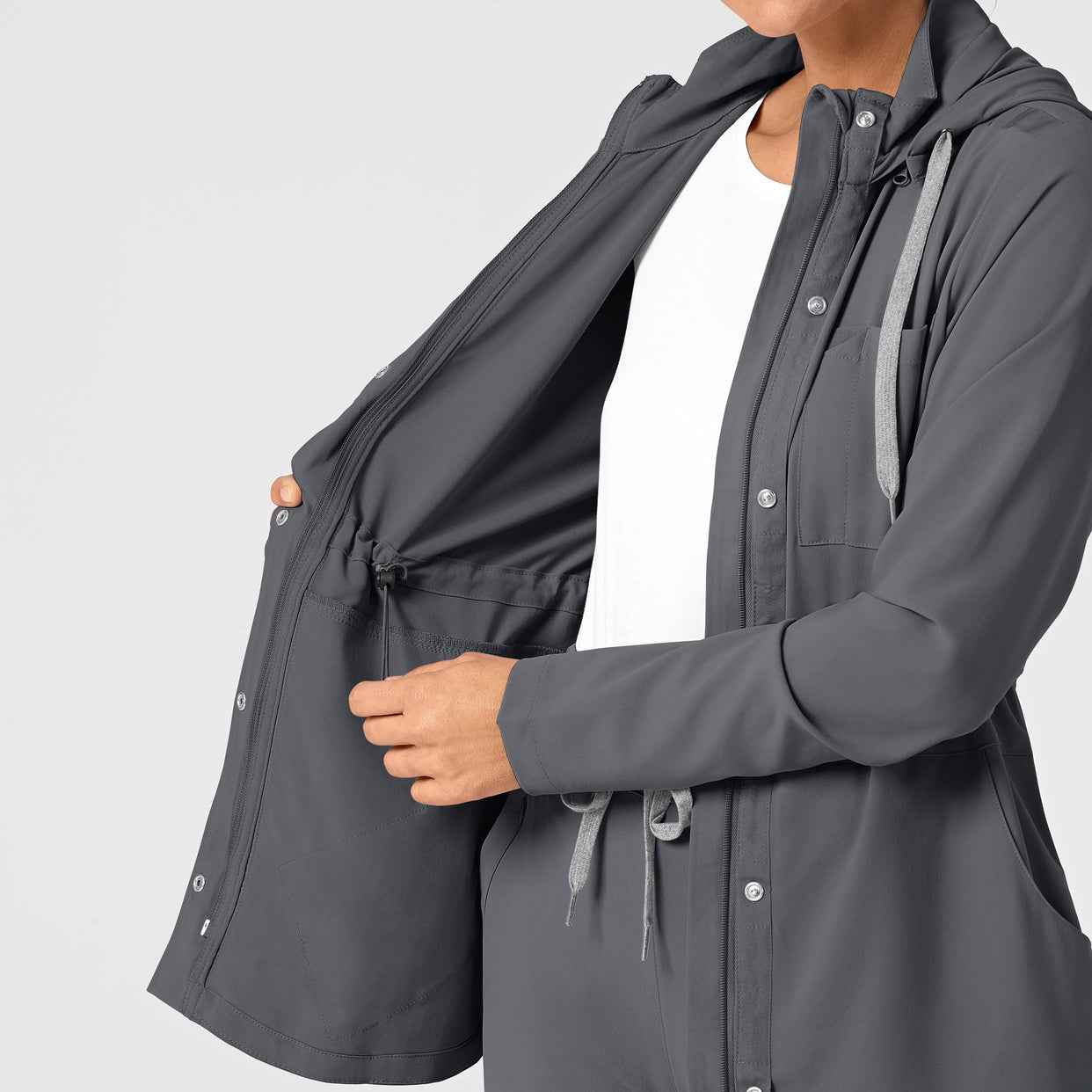 WonderWink RENEW Women's Convertible Hood Fashion Jacket - Pewter