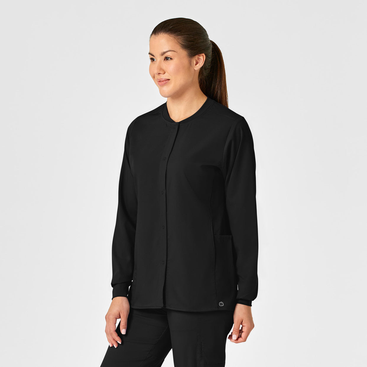 WonderWink PRO Women's Snap Front Scrub Jacket - Black