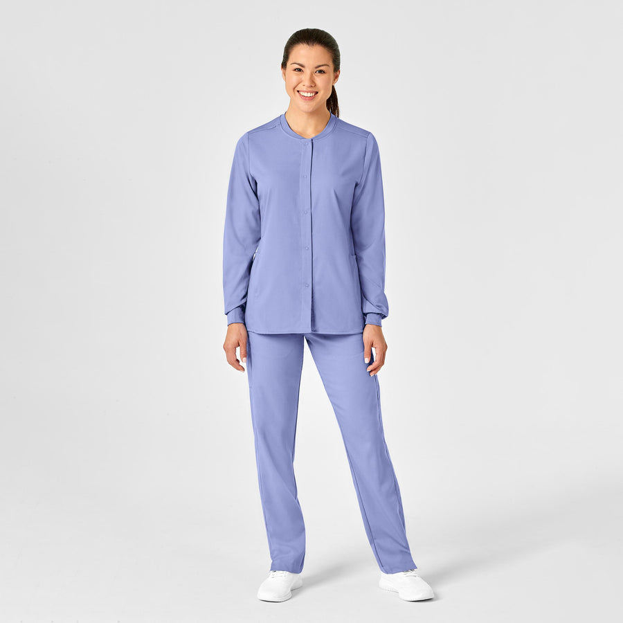 PRO Women's Snap Front Scrub Jacket - Ceil Blue