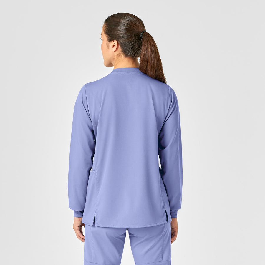 Wink PRO Women's Snap Front Scrub Jacket - Ceil Blue Back
