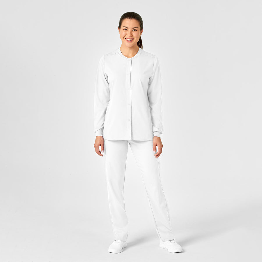 PRO Women's Snap Front Scrub Jacket - White