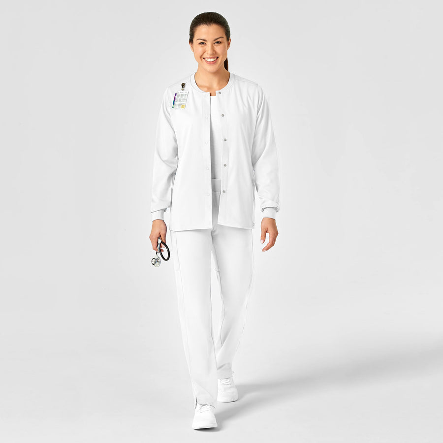 WonderWink PRO Women's Snap Front Scrub Jacket - White
