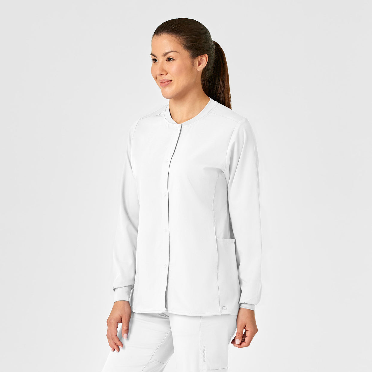 WonderWink PRO Women's Snap Front Scrub Jacket - White