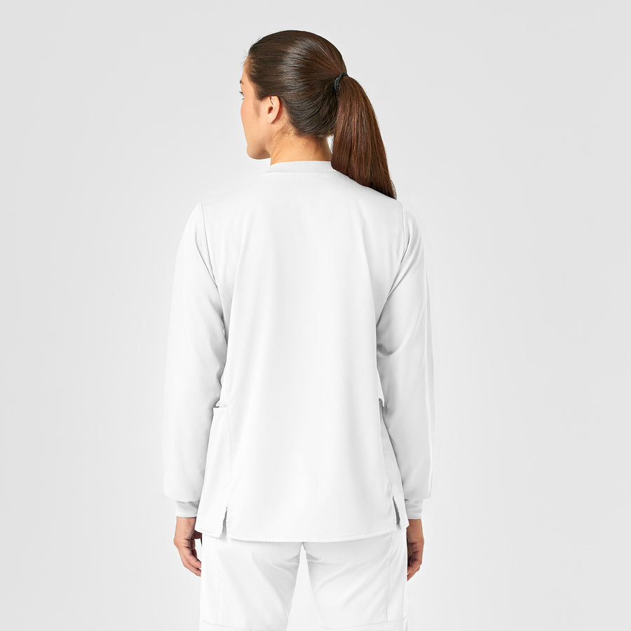 Wink PRO Women's Snap Front Scrub Jacket - White Back